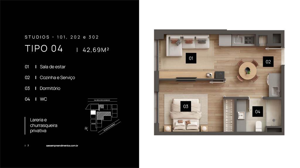Apartamento 01 Dorm. com 42m² no bairro Planalto em Gramado para Comprar