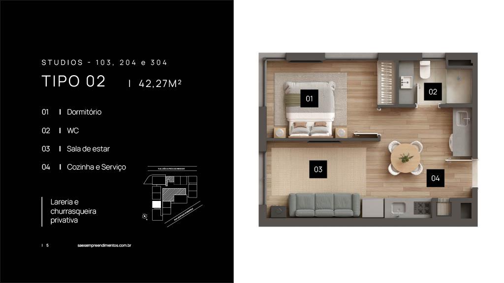 Apartamento 01 Dorm. com 42m² no bairro Planalto em Gramado para Comprar