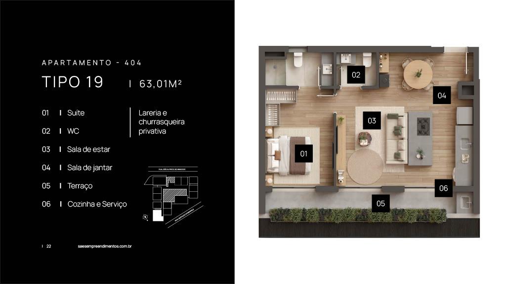 Apartamento 01 Dorm. com 63m² no bairro Planalto em Gramado para Comprar