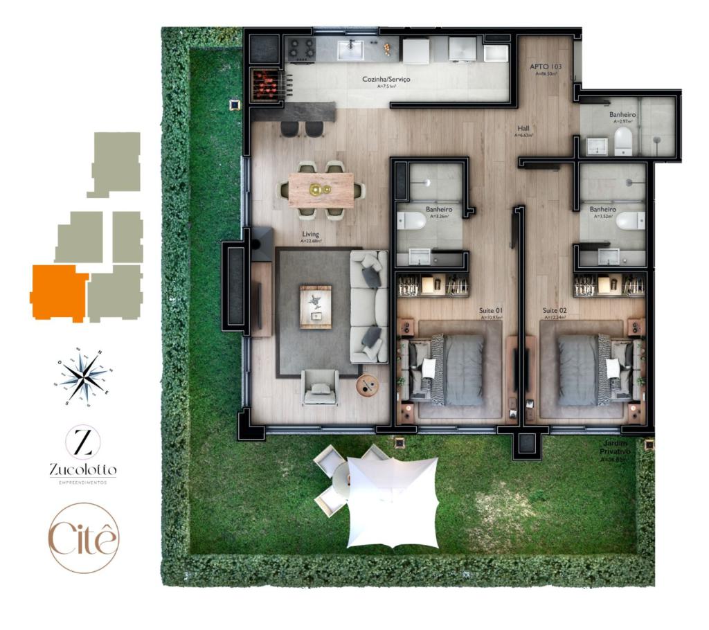 Apartamento 02 Dorm. com 83m² no bairro Carniel em Gramado para Comprar