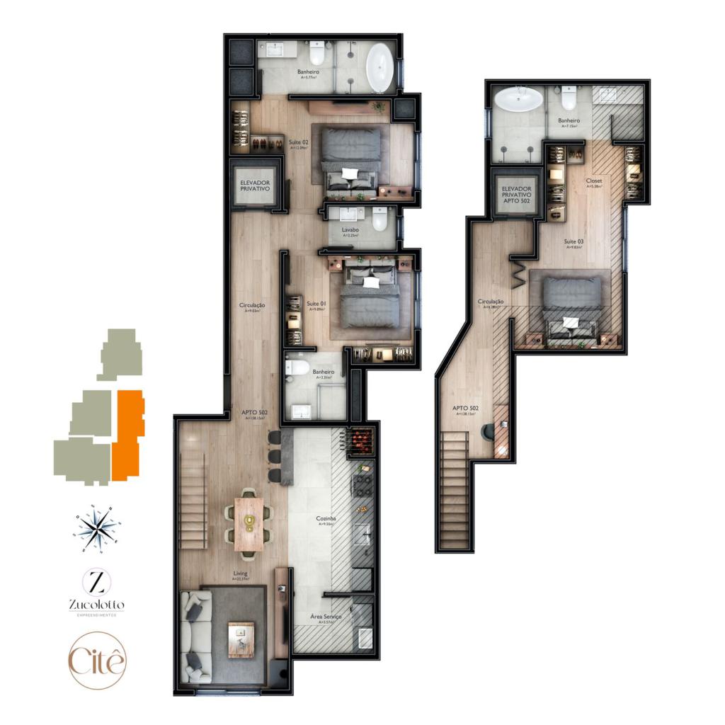Apartamento 03 Dorm. com 138m² no bairro Carniel em Gramado para Comprar