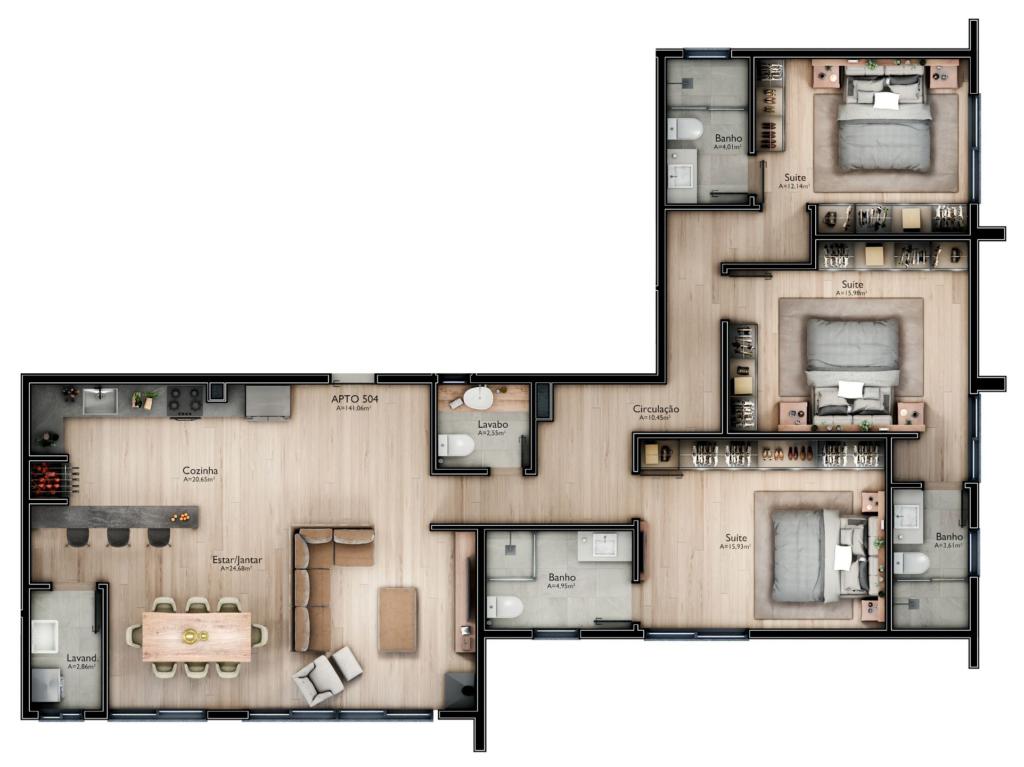 Apartamento 03 Dorm. com 141m² no bairro Mato Queimado em Gramado para Comprar