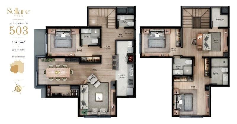 Apartamento 03 Dorm. com 154m² no bairro Centro em Gramado para Comprar
