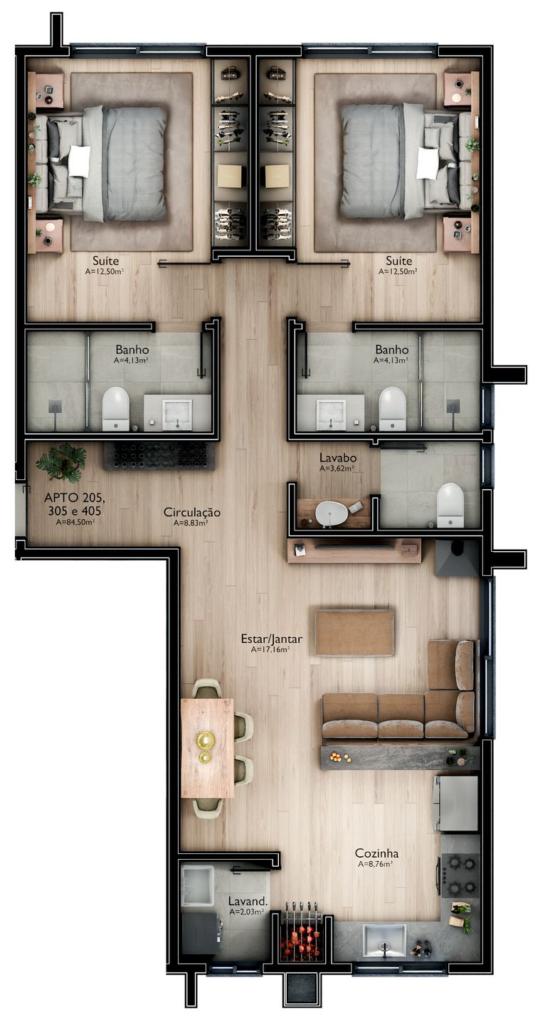Apartamento 02 Dorm. com 84m² no bairro Mato Queimado em Gramado para Comprar