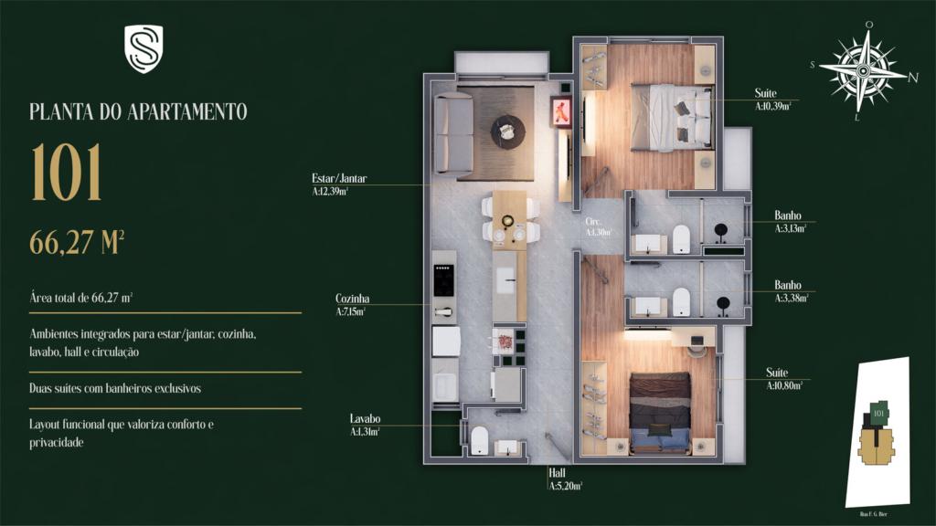 Apartamento 02 Dorm. com 66m² no bairro Planalto em Gramado para Comprar