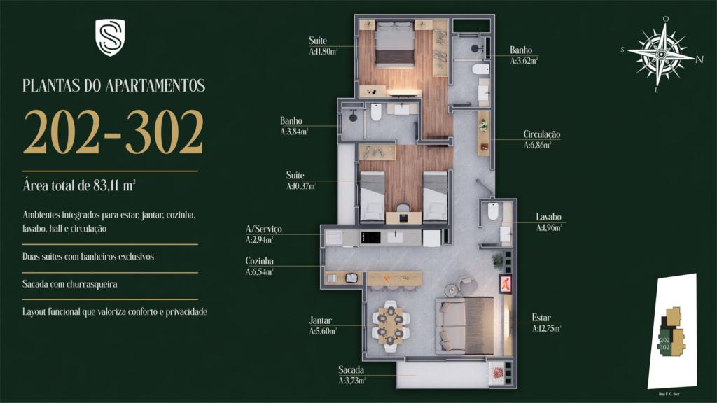 Apartamento 02 Dorm. com 83m² no bairro Planalto em Gramado para Comprar